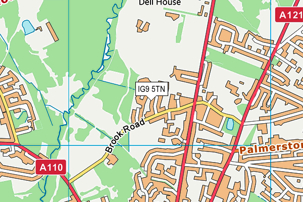 IG9 5TN map - OS VectorMap District (Ordnance Survey)