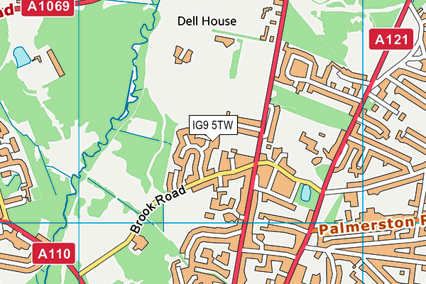IG9 5TW map - OS VectorMap District (Ordnance Survey)
