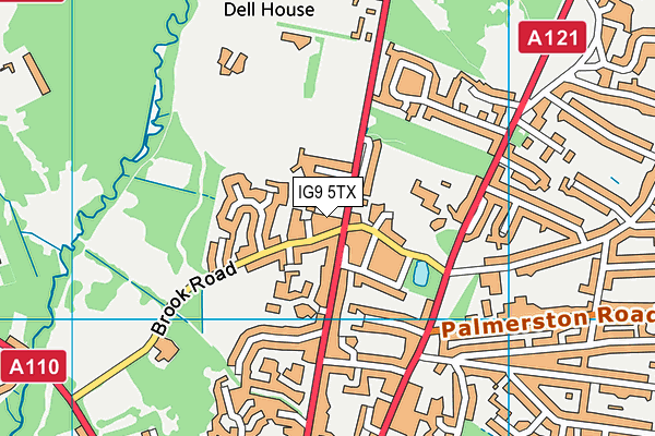Buckhurst Hill Bowling And Lawn  Tennis Club map (IG9 5TX) - OS VectorMap District (Ordnance Survey)