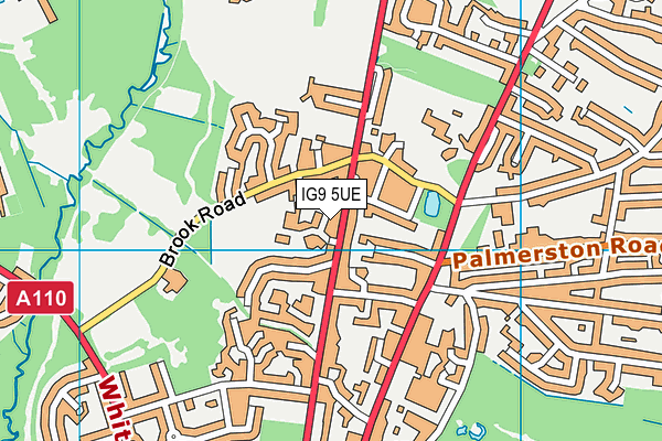 IG9 5UE map - OS VectorMap District (Ordnance Survey)