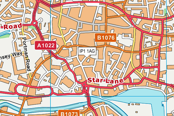 IP1 1AG map - OS VectorMap District (Ordnance Survey)