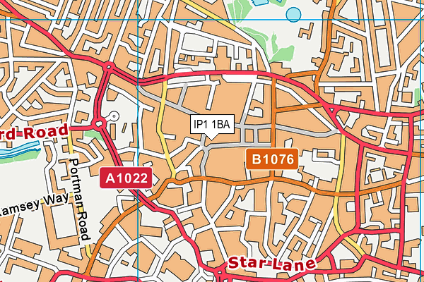 IP1 1BA map - OS VectorMap District (Ordnance Survey)