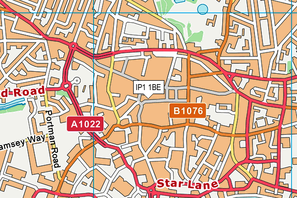 IP1 1BE map - OS VectorMap District (Ordnance Survey)