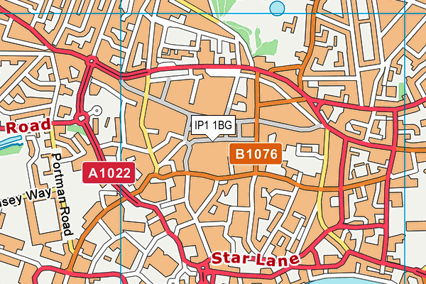 IP1 1BG map - OS VectorMap District (Ordnance Survey)