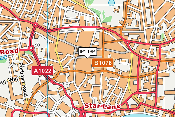 IP1 1BP map - OS VectorMap District (Ordnance Survey)