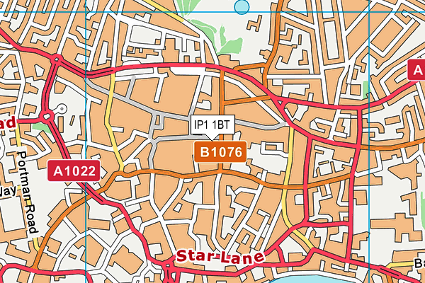 IP1 1BT map - OS VectorMap District (Ordnance Survey)