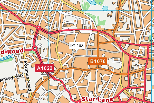 IP1 1BX map - OS VectorMap District (Ordnance Survey)