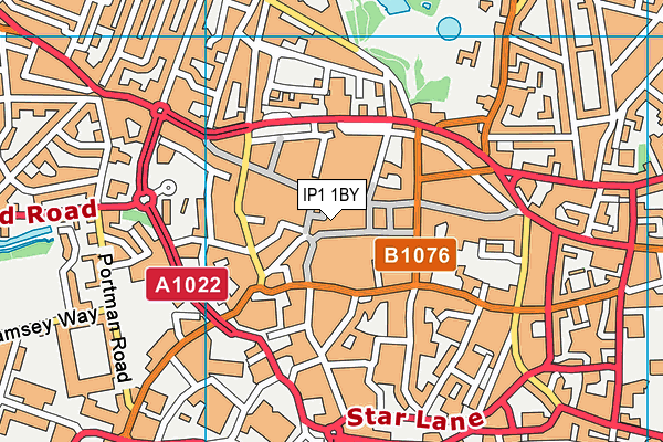 IP1 1BY map - OS VectorMap District (Ordnance Survey)