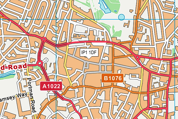 IP1 1DF map - OS VectorMap District (Ordnance Survey)