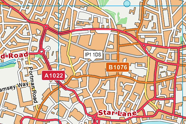 IP1 1DS map - OS VectorMap District (Ordnance Survey)