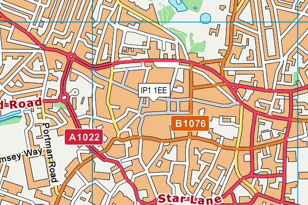 IP1 1EE map - OS VectorMap District (Ordnance Survey)