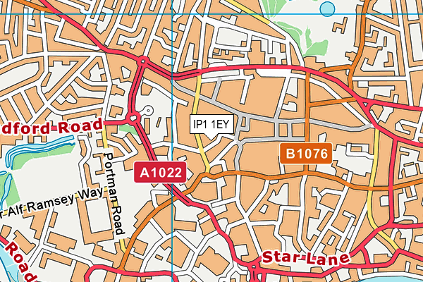 IP1 1EY map - OS VectorMap District (Ordnance Survey)