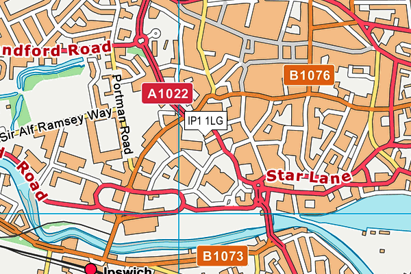 IP1 1LG map - OS VectorMap District (Ordnance Survey)