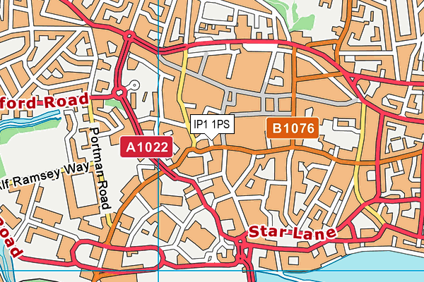 IP1 1PS map - OS VectorMap District (Ordnance Survey)