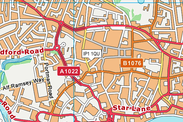 IP1 1QU map - OS VectorMap District (Ordnance Survey)