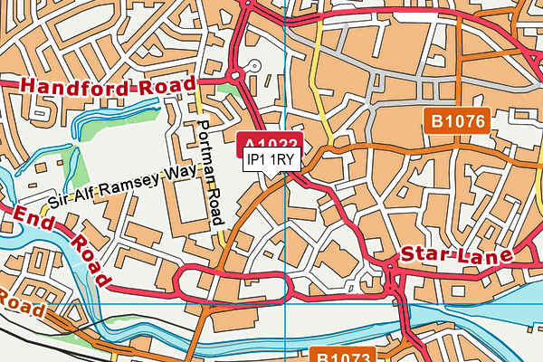 IP1 1RY map - OS VectorMap District (Ordnance Survey)