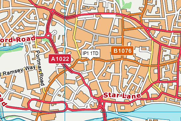 IP1 1TD map - OS VectorMap District (Ordnance Survey)