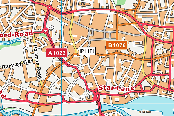 IP1 1TJ map - OS VectorMap District (Ordnance Survey)