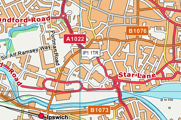 IP1 1TR map - OS VectorMap District (Ordnance Survey)