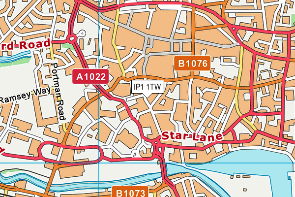 IP1 1TW map - OS VectorMap District (Ordnance Survey)