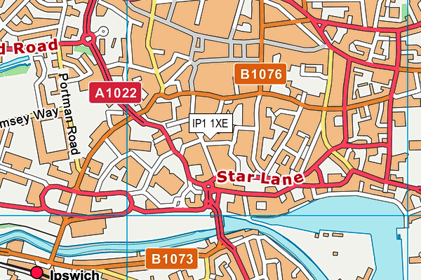 IP1 1XE map - OS VectorMap District (Ordnance Survey)