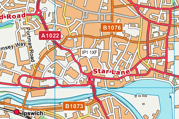 IP1 1XF map - OS VectorMap District (Ordnance Survey)