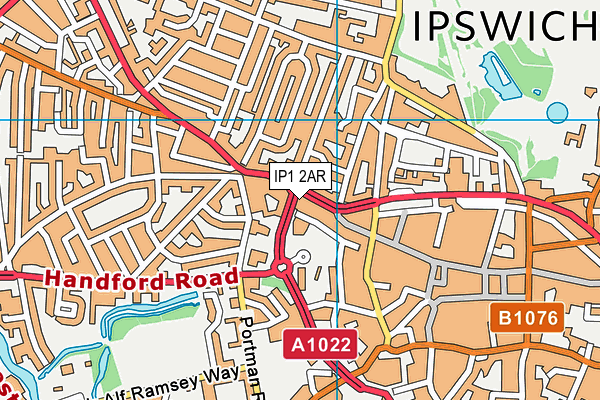 IP1 2AR map - OS VectorMap District (Ordnance Survey)