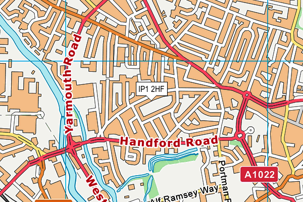 IP1 2HF map - OS VectorMap District (Ordnance Survey)