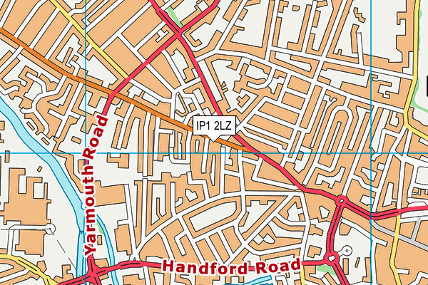 IP1 2LZ map - OS VectorMap District (Ordnance Survey)