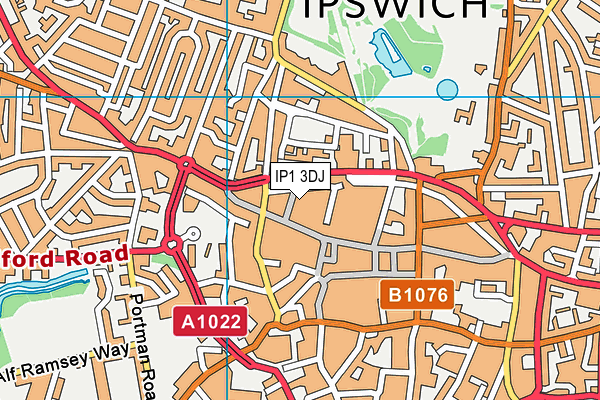 IP1 3DJ map - OS VectorMap District (Ordnance Survey)