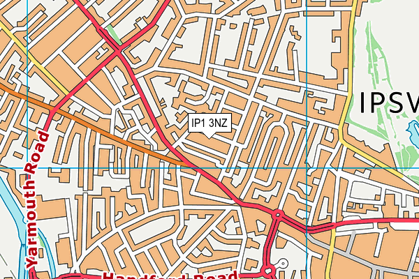 IP1 3NZ map - OS VectorMap District (Ordnance Survey)