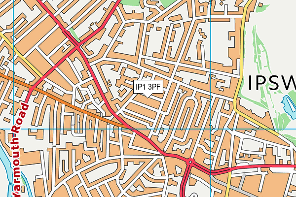 IP1 3PF map - OS VectorMap District (Ordnance Survey)