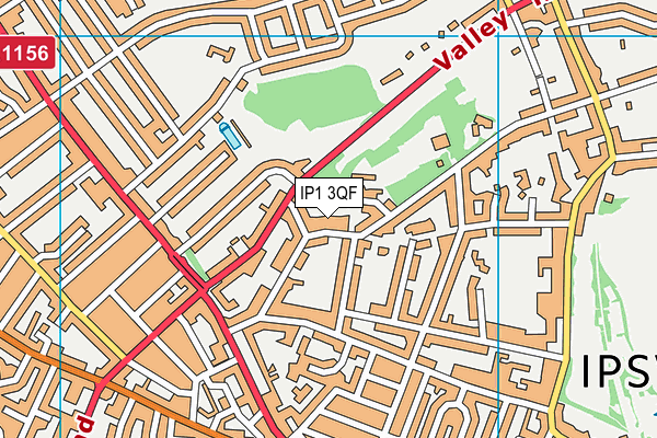 IP1 3QF map - OS VectorMap District (Ordnance Survey)
