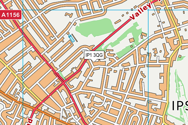 IP1 3QG map - OS VectorMap District (Ordnance Survey)