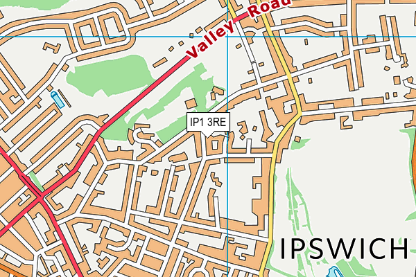 IP1 3RE map - OS VectorMap District (Ordnance Survey)