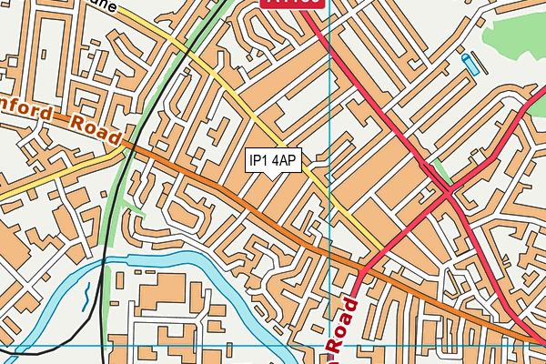 IP1 4AP map - OS VectorMap District (Ordnance Survey)