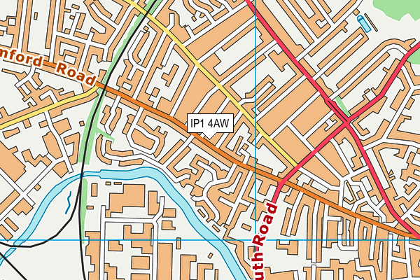 IP1 4AW map - OS VectorMap District (Ordnance Survey)