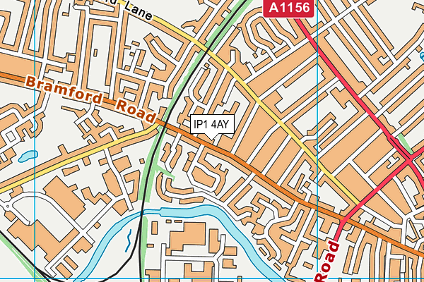 IP1 4AY map - OS VectorMap District (Ordnance Survey)