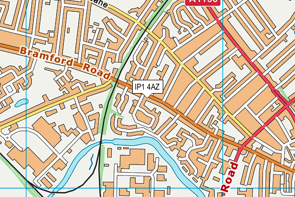 IP1 4AZ map - OS VectorMap District (Ordnance Survey)