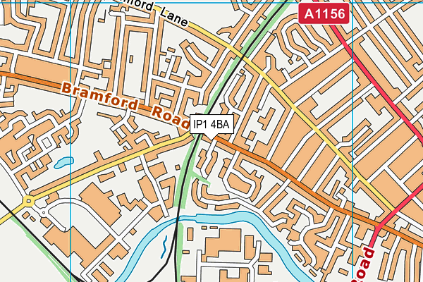 IP1 4BA map - OS VectorMap District (Ordnance Survey)