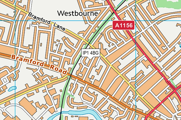 IP1 4BG map - OS VectorMap District (Ordnance Survey)