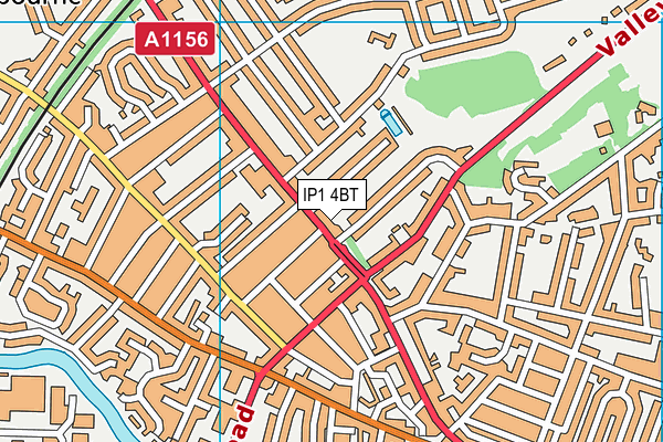 IP1 4BT map - OS VectorMap District (Ordnance Survey)