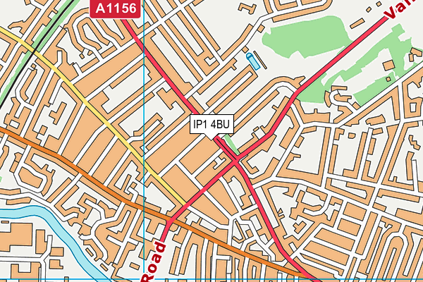 IP1 4BU map - OS VectorMap District (Ordnance Survey)