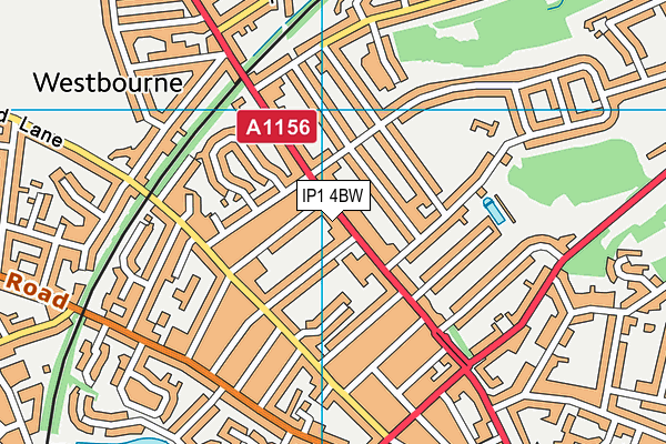 IP1 4BW map - OS VectorMap District (Ordnance Survey)