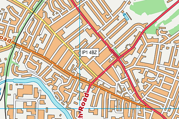 IP1 4BZ map - OS VectorMap District (Ordnance Survey)