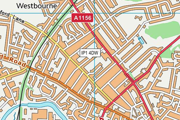 IP1 4DW map - OS VectorMap District (Ordnance Survey)