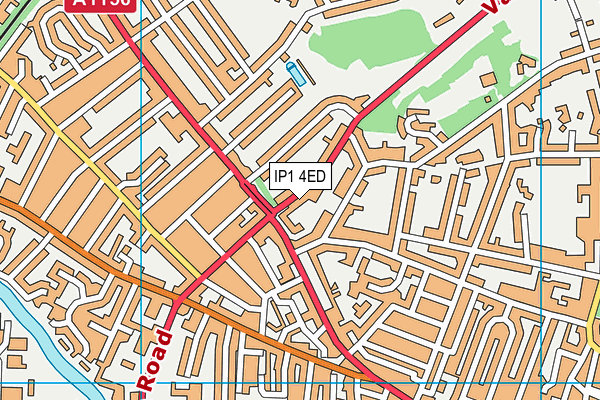IP1 4ED map - OS VectorMap District (Ordnance Survey)