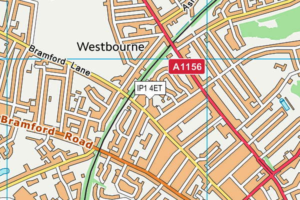 IP1 4ET map - OS VectorMap District (Ordnance Survey)