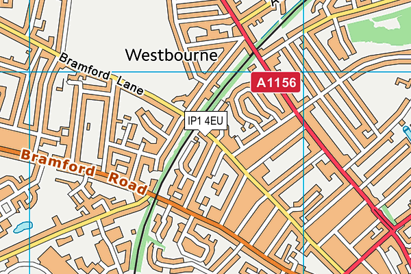 IP1 4EU map - OS VectorMap District (Ordnance Survey)