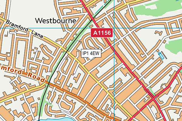 IP1 4EW map - OS VectorMap District (Ordnance Survey)